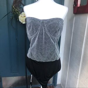 PLT
Plus Silver Glitter Corset Bodysuit